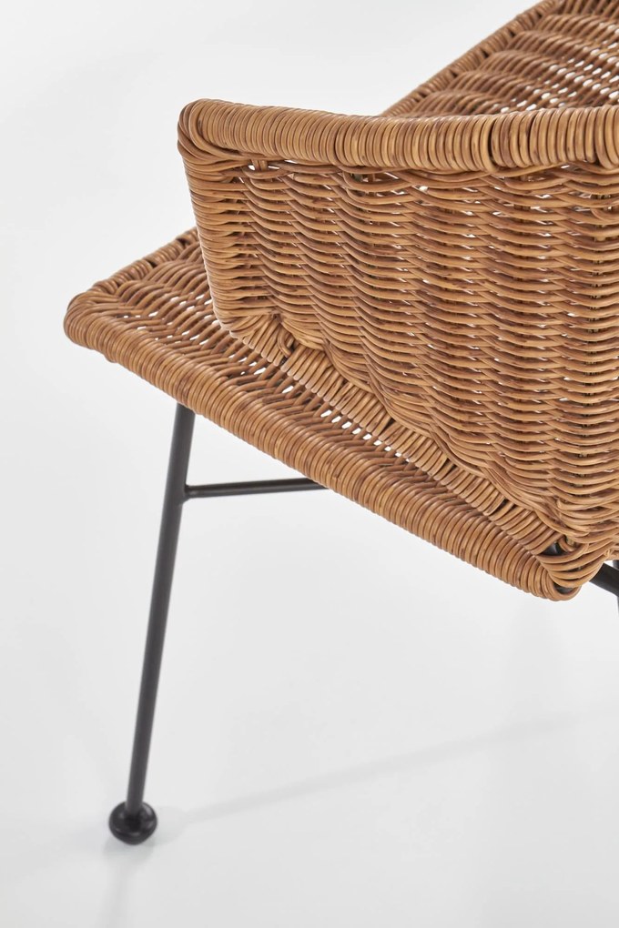 K407 krzesło naturalny, czarny, rattan syntetyczny, boho, skandynawski