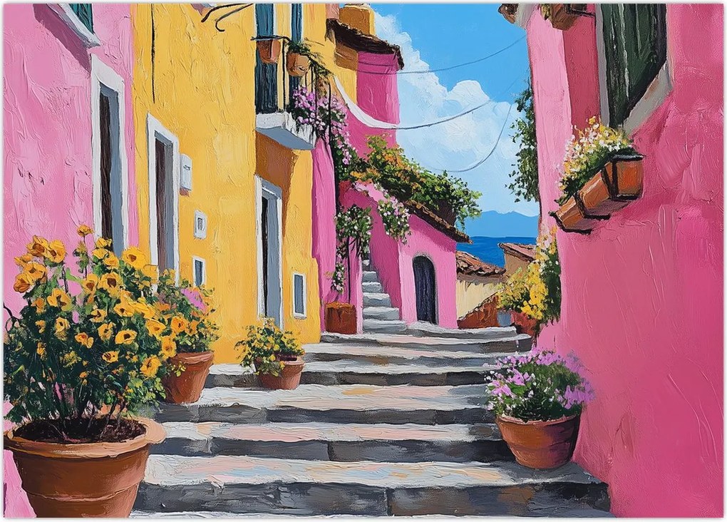 Obraz - Różowa uliczka (70x50 cm)