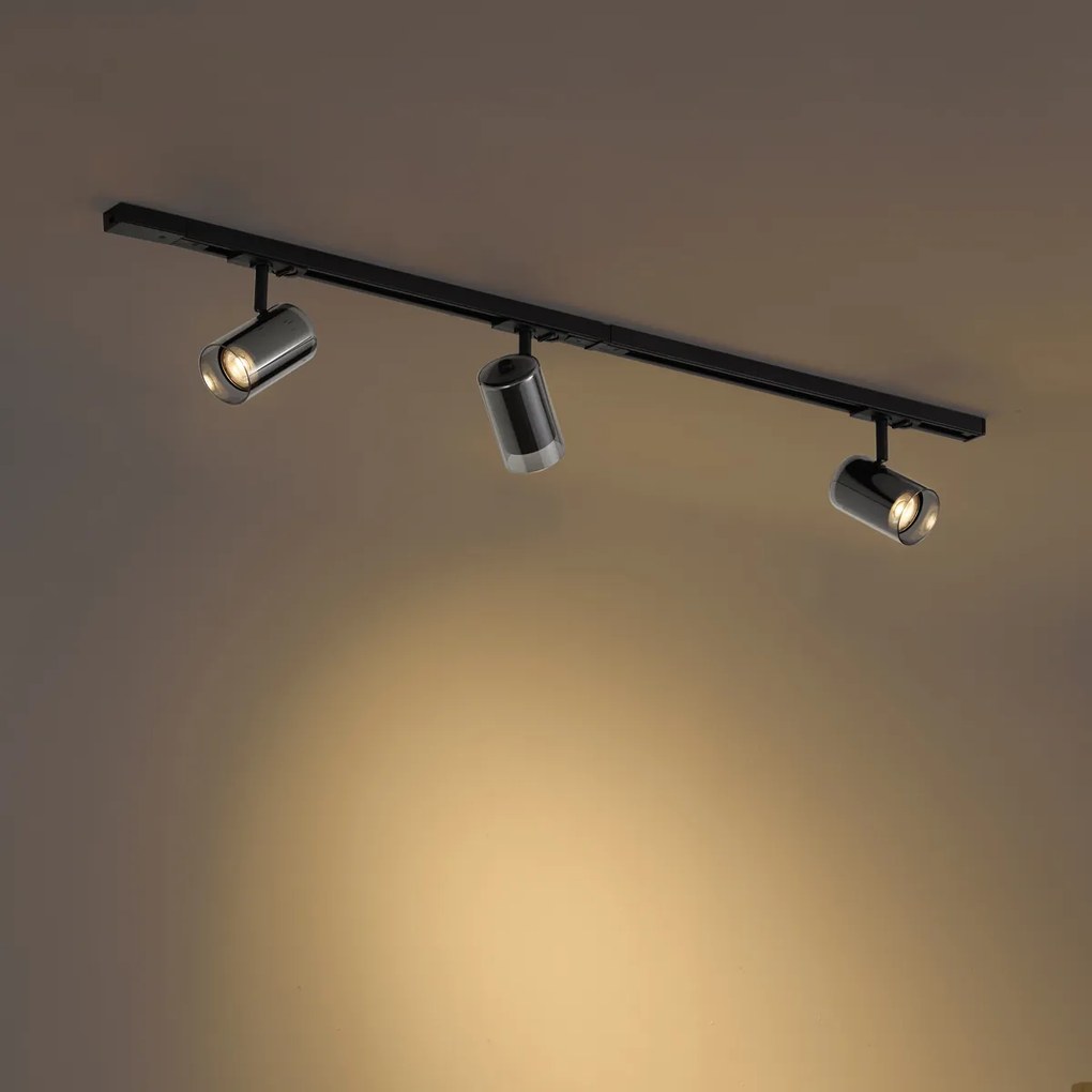 Nowoczesny system szynowy czarny z 3 reflektorami 1-fazowymi - Iconic Lloyd