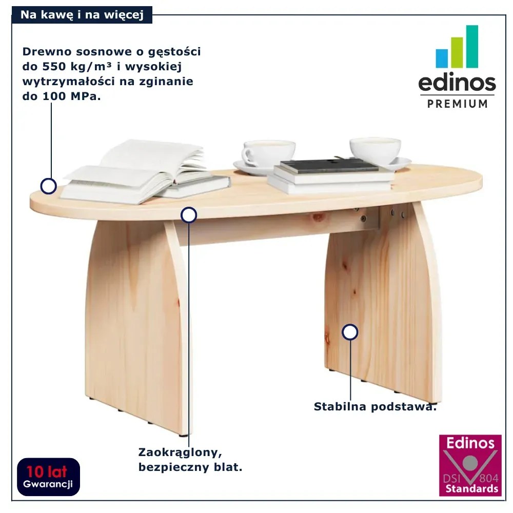 Sosnowy stolik kawowy owalny K4-W46