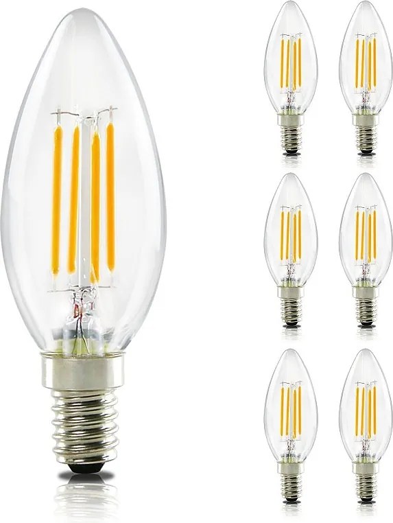 NETTLIFE Zestaw 6 żarówek LED E14 ciepła biała świeca 4W 2700K z żarnikiem Edison C35 retro vintage szklana energooszczędna bez możliwości ściemniania