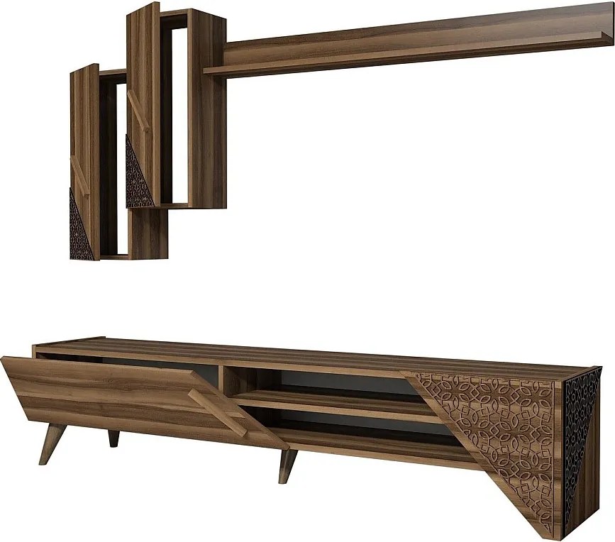 Nowoczesny stolik RTV – 180 cm – orzech – melamina