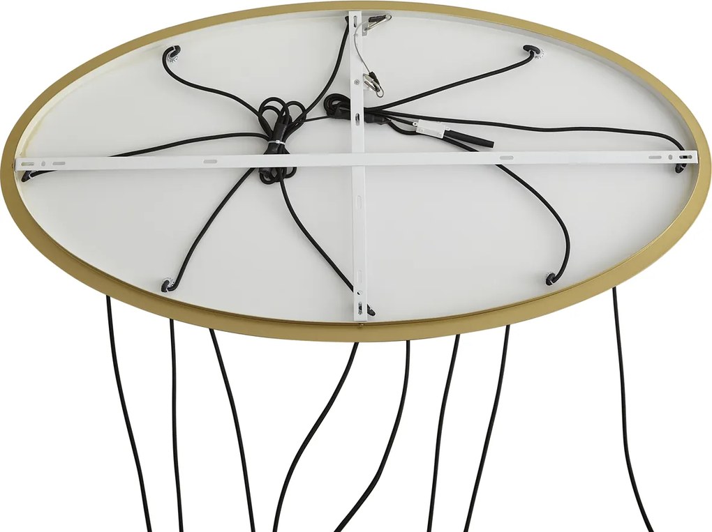 Lampa wisząca w stylu Hotel Chic mosiężna z niebiesko-zielonym szkłem 8-punktowa - Qara