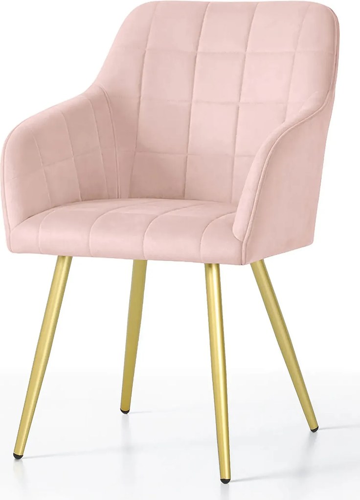 Zestaw 4 różowych krzeseł welurowych glamour C7-N22