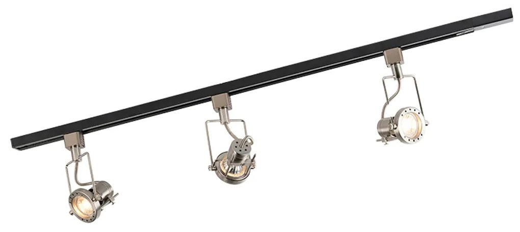 Inteligentny system szynowy 1-fazowy czarny ze stalą z 3 WiFi GU10 - Iconic Suplux Nowoczesny Oswietlenie wewnetrzne