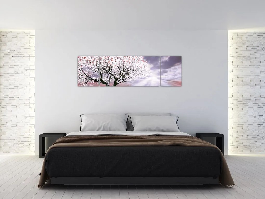 Czerwony obraz drzewa (170x50 cm)
