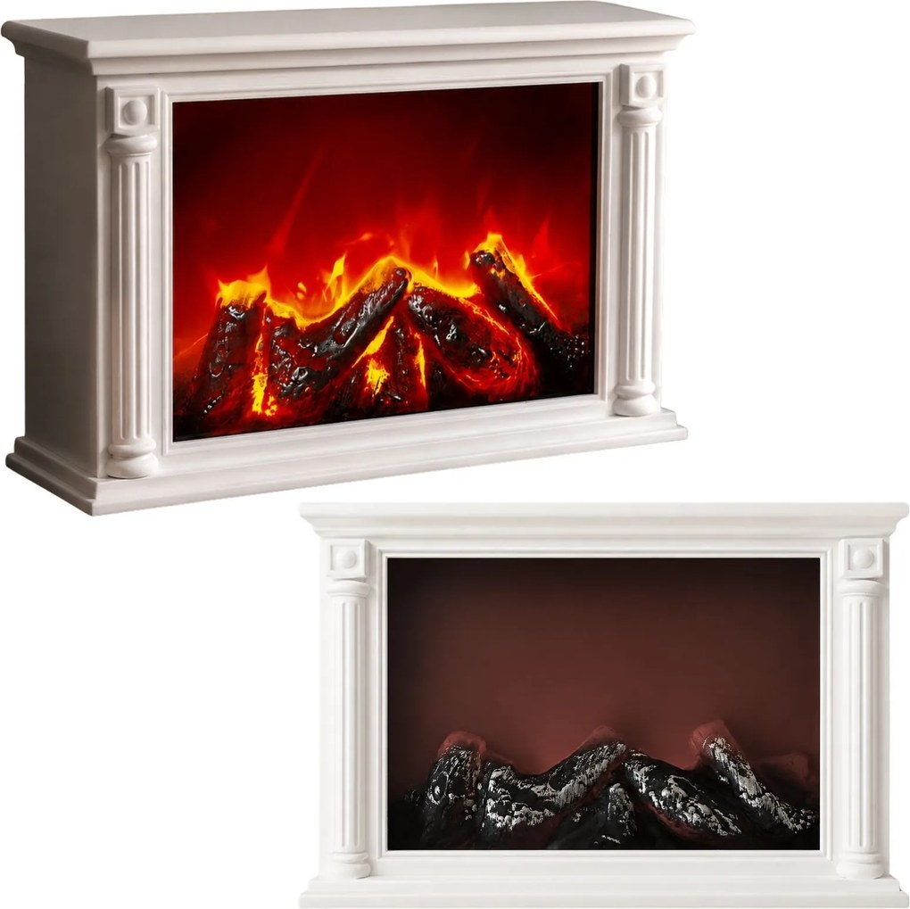 Kominek dekoracyjny LED w stylu klasycznym, 10 x 33 x 21 cm