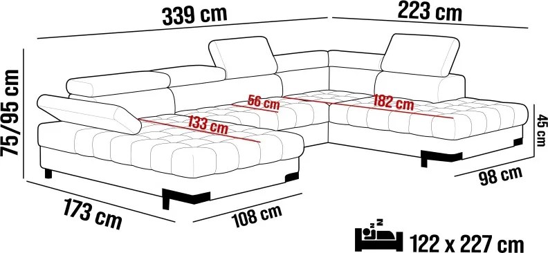 Narożnik SELVA XL Prawostronny z funkcją spania i pojemnikiem AUSTIN 21 WERSAL