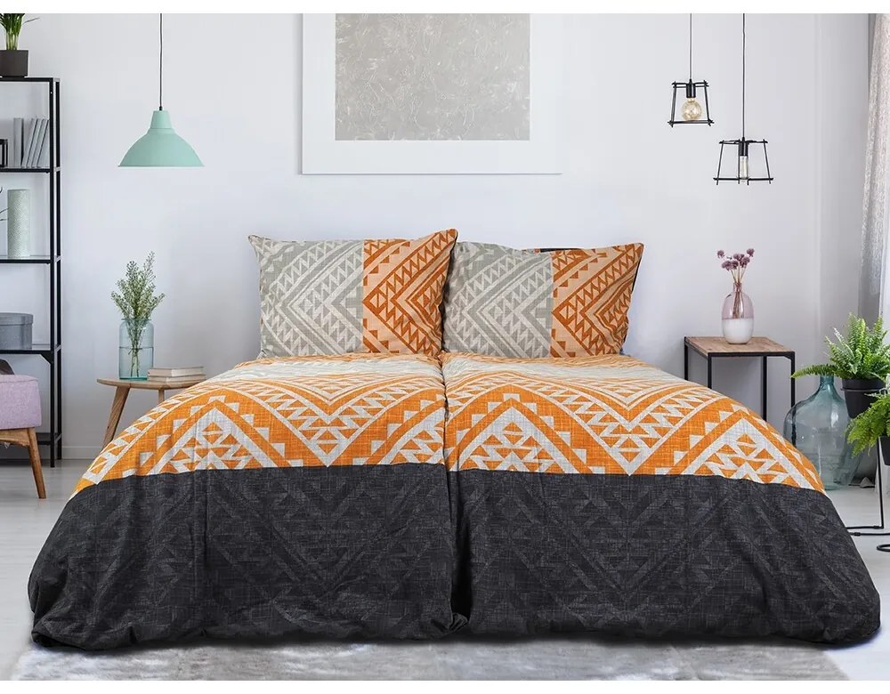 B.E.S. Petrovice Flanelowa pościel Etnic Terra,140 x 200 cm, 70 x 90 cm