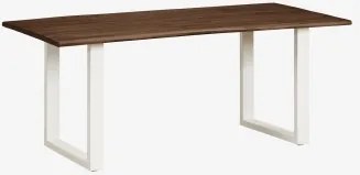 Rectangularny Stół Jadalniany 180x90 Cm Z Drewna Akacjowego I Stali Maupi Gardenia Biel - Sklum