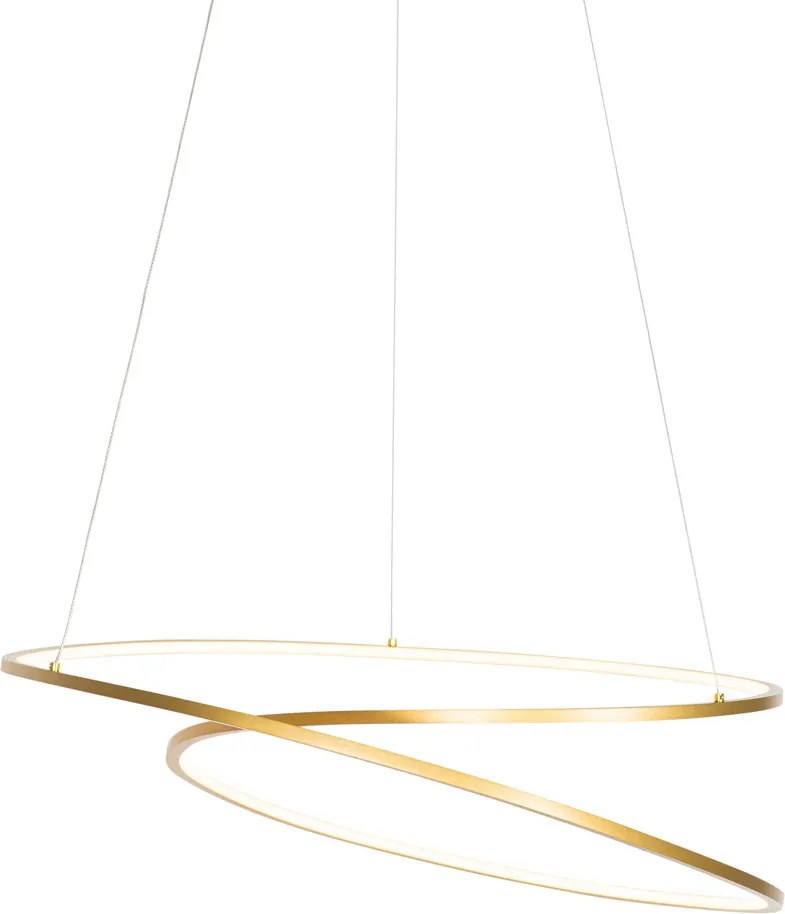 Designerska lampa wisząca złota 72 cm z wbudowanym LED 3-stopniowo ściemnialna - Rowan