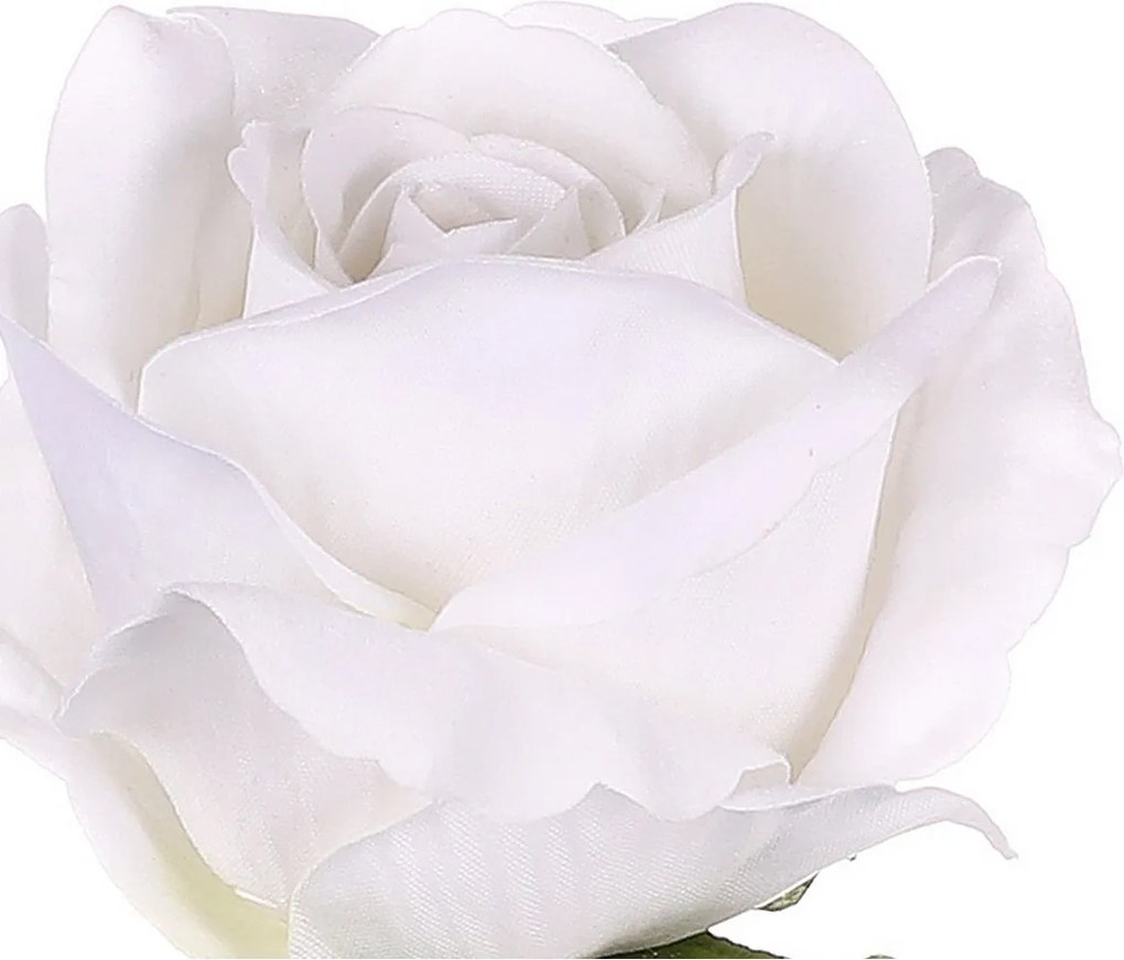 Sztuczny kwiat Róża biały, 1 kwiat, 15 x 15 x 50 cm