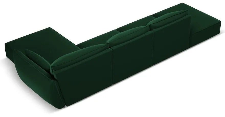 Ciemnozielony aksamitny narożnik (prawostronny/z szezlongiem) Vanda – Mazzini Sofas
