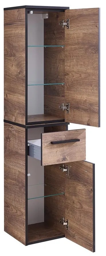 Brązowa niska szafka łazienkowa w dekorze dębu 30x72 cm Set 374 – Pelipal