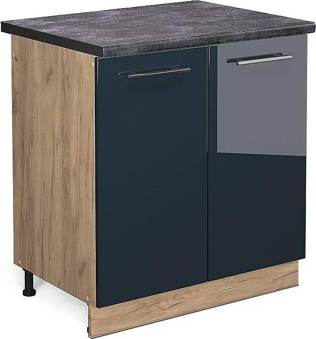 Szafka pod zlew ciemnoniebieski wysoki połysk 80x60x82 fame-line