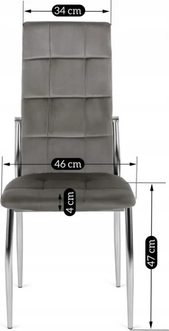 Krzesło Tapicerowane do Jadalni MOLLY Szare Welurowe Nowoczesne