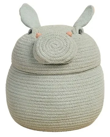Jasnoszary tekstylny dziecięcy kosz na zabawki ø 25x30 cm Henry the Hippo – Lorena Canals