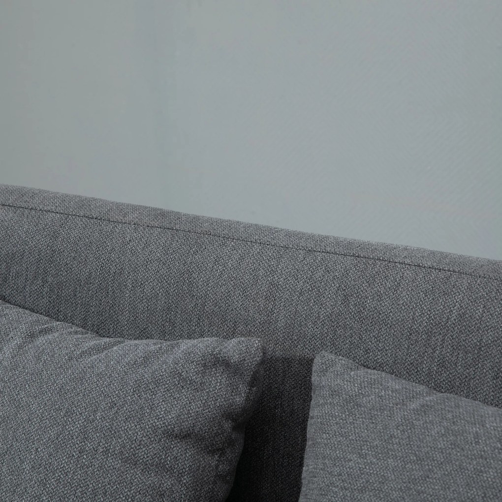 HOMCOM Nowoczesna sofa 2-osobowa z poduszkami, aksamitna kanapa szara 130x70x80 cm | Aosom PL