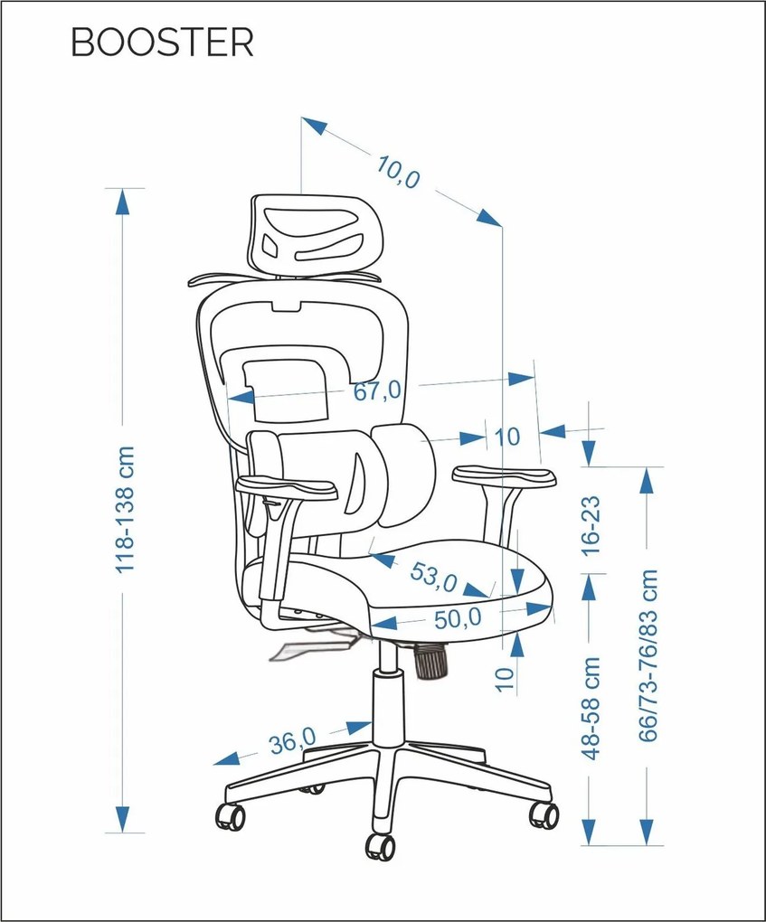 Fotel biurowy ergonomiczny Booster Halmar z regulowanym zagłówkiem