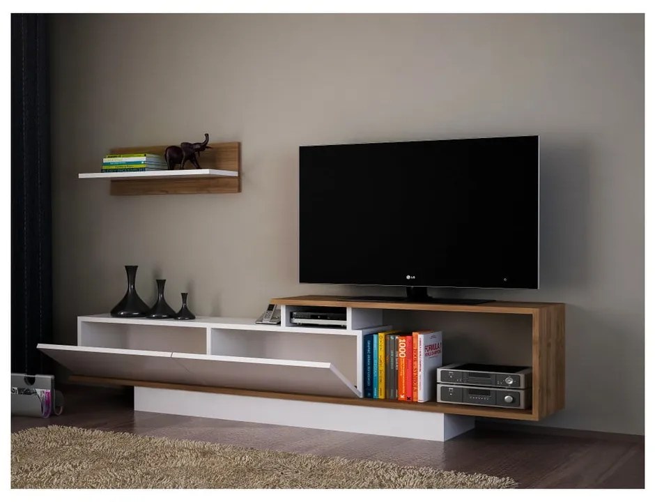 Biały zestaw pod TV 180x55 cm Asos – Woody Fashion
