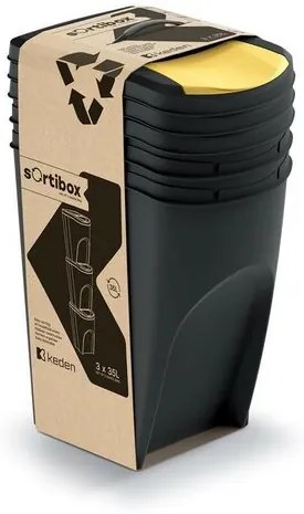 Pojemnik na odpady segregowane Sortibox 35 l, 3 szt., czarny