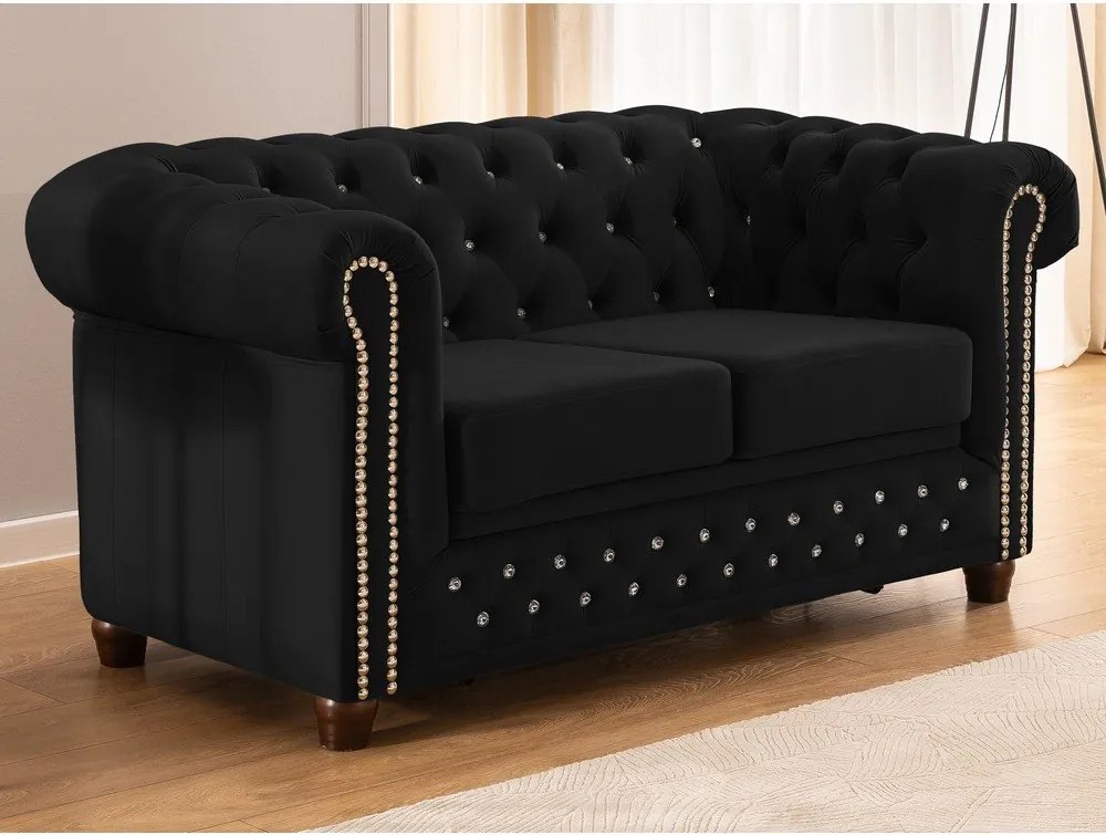 Czarna aksamitna rozkładana sofa 148 cm York Blik – Ropez