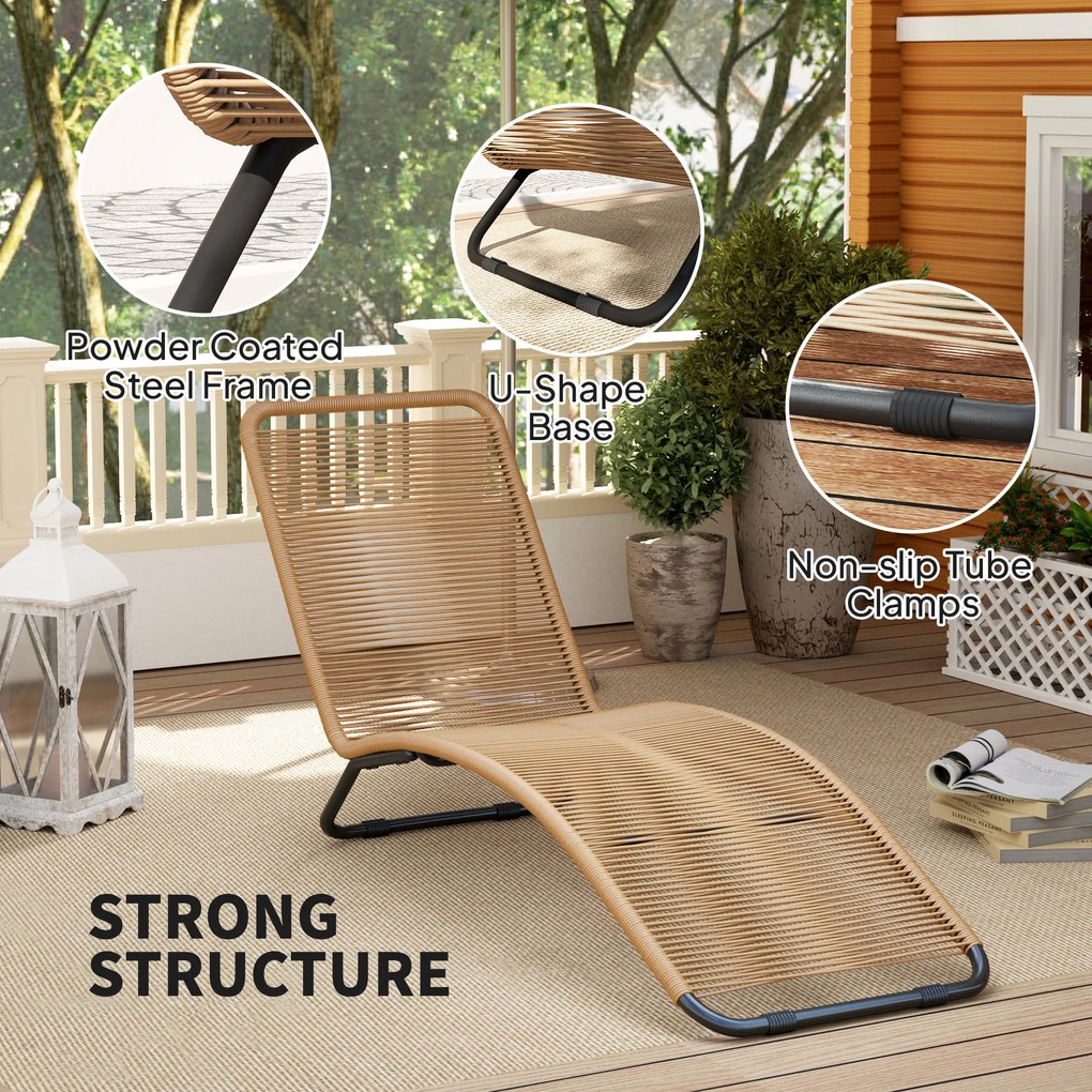 Outsunny Leżanka ogrodowa z rattanu leżak S-forma z stalową ramą brązowy | Aosom PL