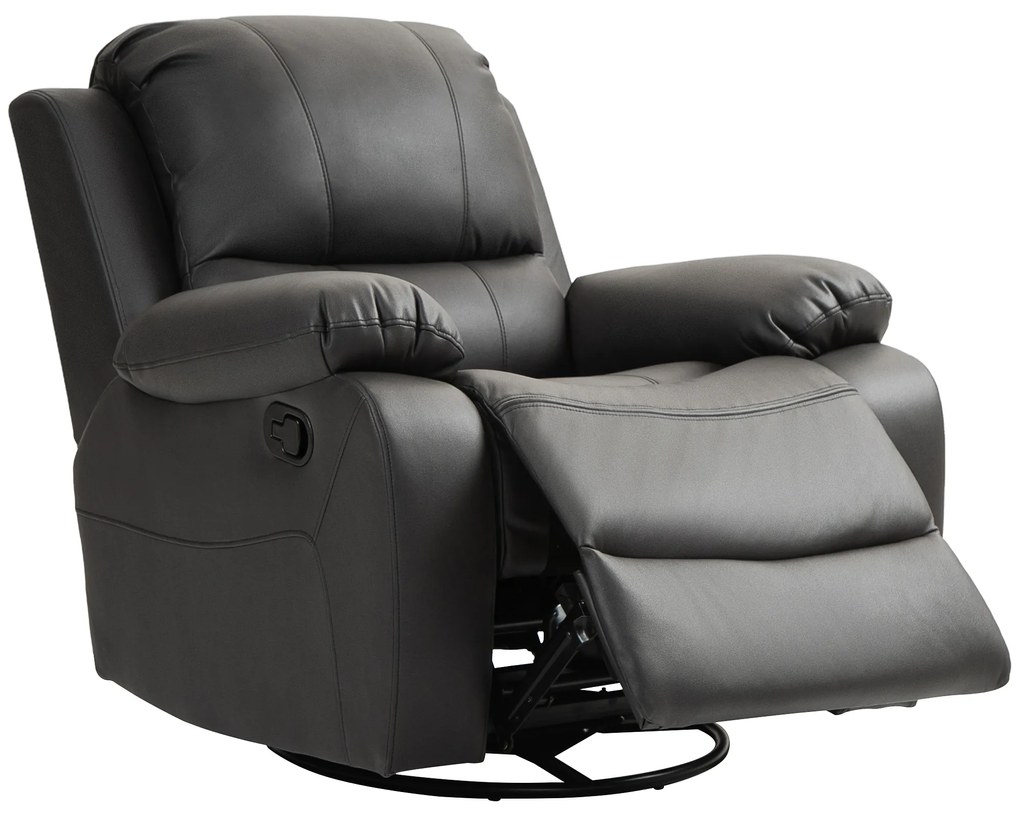 HOMCOM Fotel relaksacyjny obrotowy z regulowanym oparciem i podnóżkiem do 150 kg czarny | Aosom PL