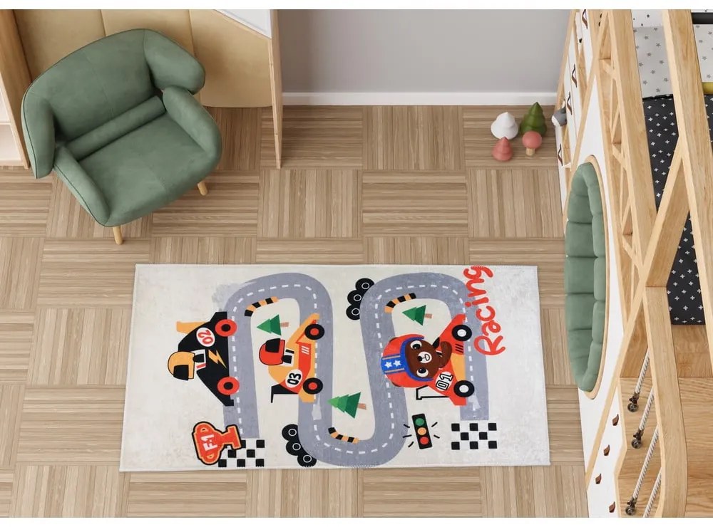 Dziecięcy dywan do zabawy odpowiedni do prania w kolorze kości słoniowej 120x180 cm Race Time – Vitaus