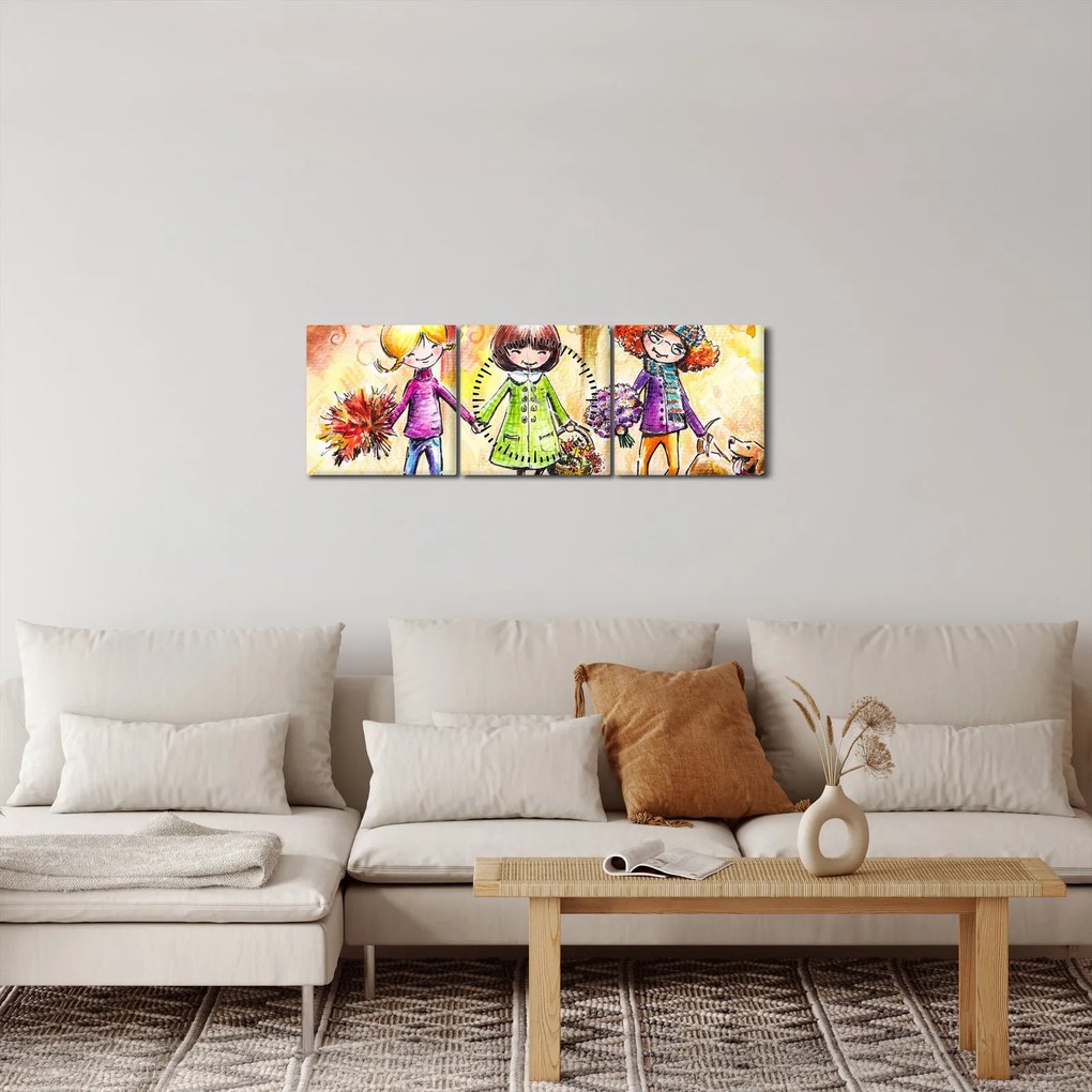 Obraz - Przyjaźń (z zegarem) (90x30 cm)