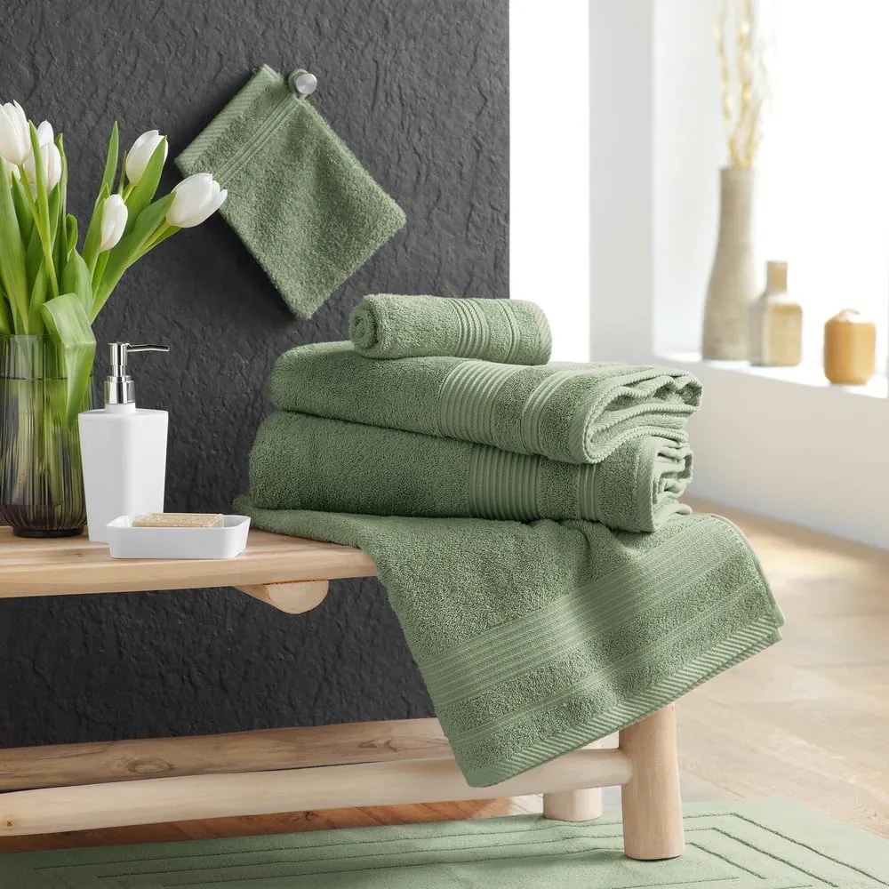 Bawełniany ręcznik kąpielowy frotte w kolorze khaki 70x130 cm Tendresse – douceur d'intérieur