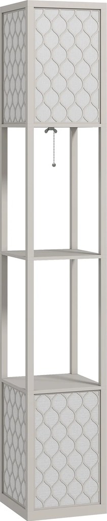 HOMCOM Lampa Stojąca w Nowoczesnym Designie, 2 Półki, Przycisk na Łańcuszku, 26 cm x 26 cm x 156 cm, Czarny + Biały