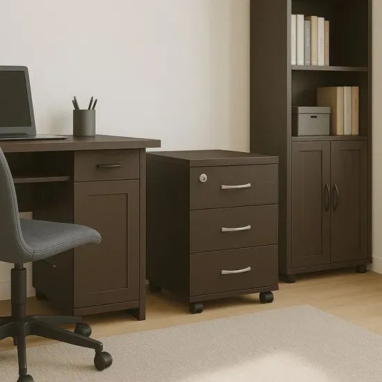 Biały kontenerek biurowy z szufladami i kluczykiem G0-K69