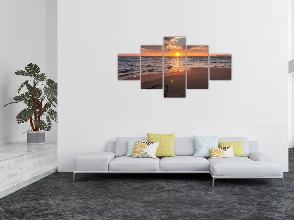 Obraz serca na piasku (125x70 cm)