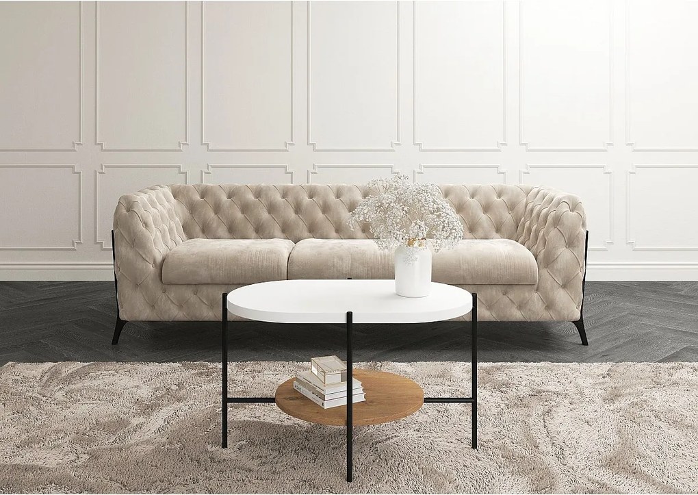 Stolik kawowy Dancan ARENA / czarna podstawa / biały