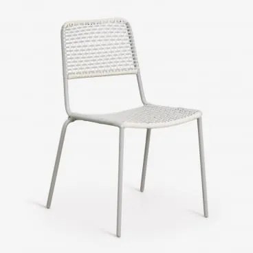 Zestaw 2 Sztaplowanych Krzeseł Ogrodowych Z Stali I Syntetycznego Rattanu Veyra Awokado - Sklum