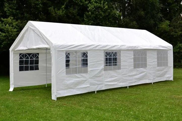 Duży namiot ogrodowy 32 m² – stalowe rurki, plandeka PE,4×8m