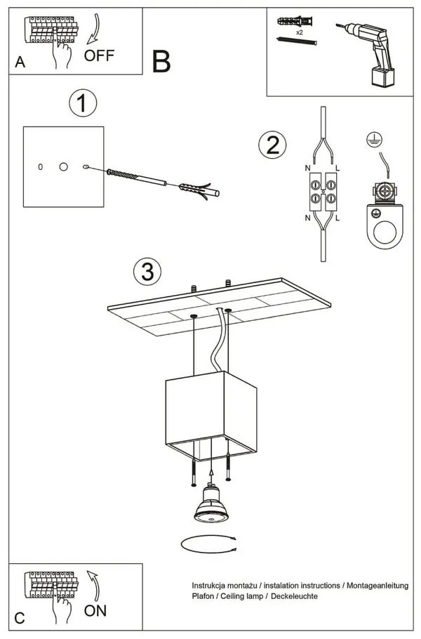 Ciemnoszara lampa punktowa 10x10 cm Geo – Nice Lamps