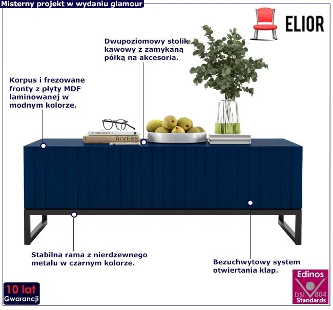 Lamelowa granatowa ława kawowa P5-K01