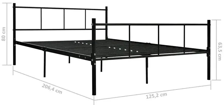 Czarne metalowe łóżko małżeńskie 140x200 cm - Kalea