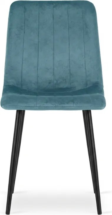 Aksamitne krzesło LAVA PETROL BLUE w kolorze nafty z czarnymi nogami
