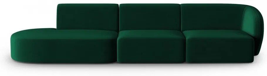 Zielona aksamitna sofa prawostronna 311 cm Paolo – Milo Casa