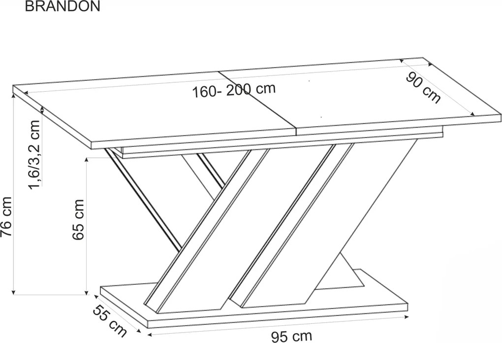 Rozkładany stół na oryginalnej nodze Brandon kaszmir/dąb cremona
