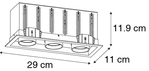 Nowoczesny reflektor wpuszczany czarny regulowany 3-punktowy - Roof