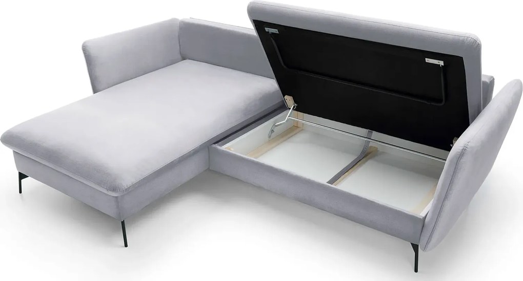 Jasnoszary narożnik rozkładany welurowy D2-B73