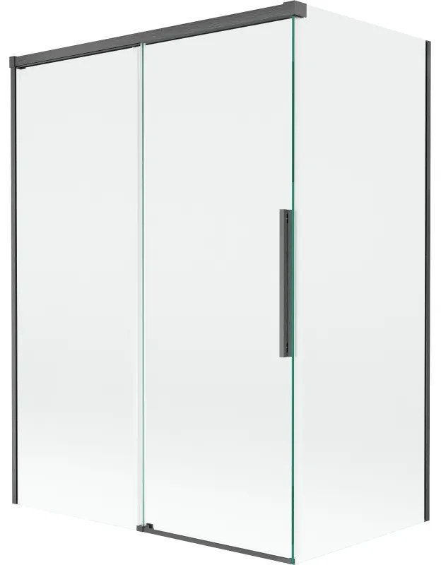 Mexen Rox parawan nawannowy 2-skrzydłowy rozsuwany 120 + 70 x 150 cm, transparent, gun gray szczotkowany - 8C9-120-070-66-00