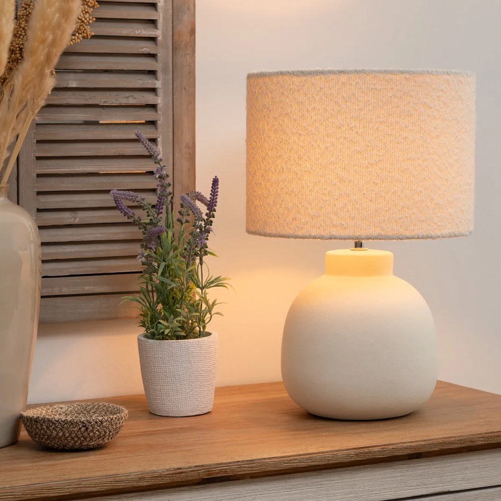 Ceramiczna lampa stołowa LAIL z kloszem boucle, 43 cm