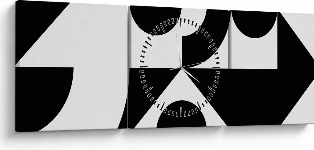 Obraz - Abstrakcja geometryczna N⁰1 (z zegarem) (90x30 cm)