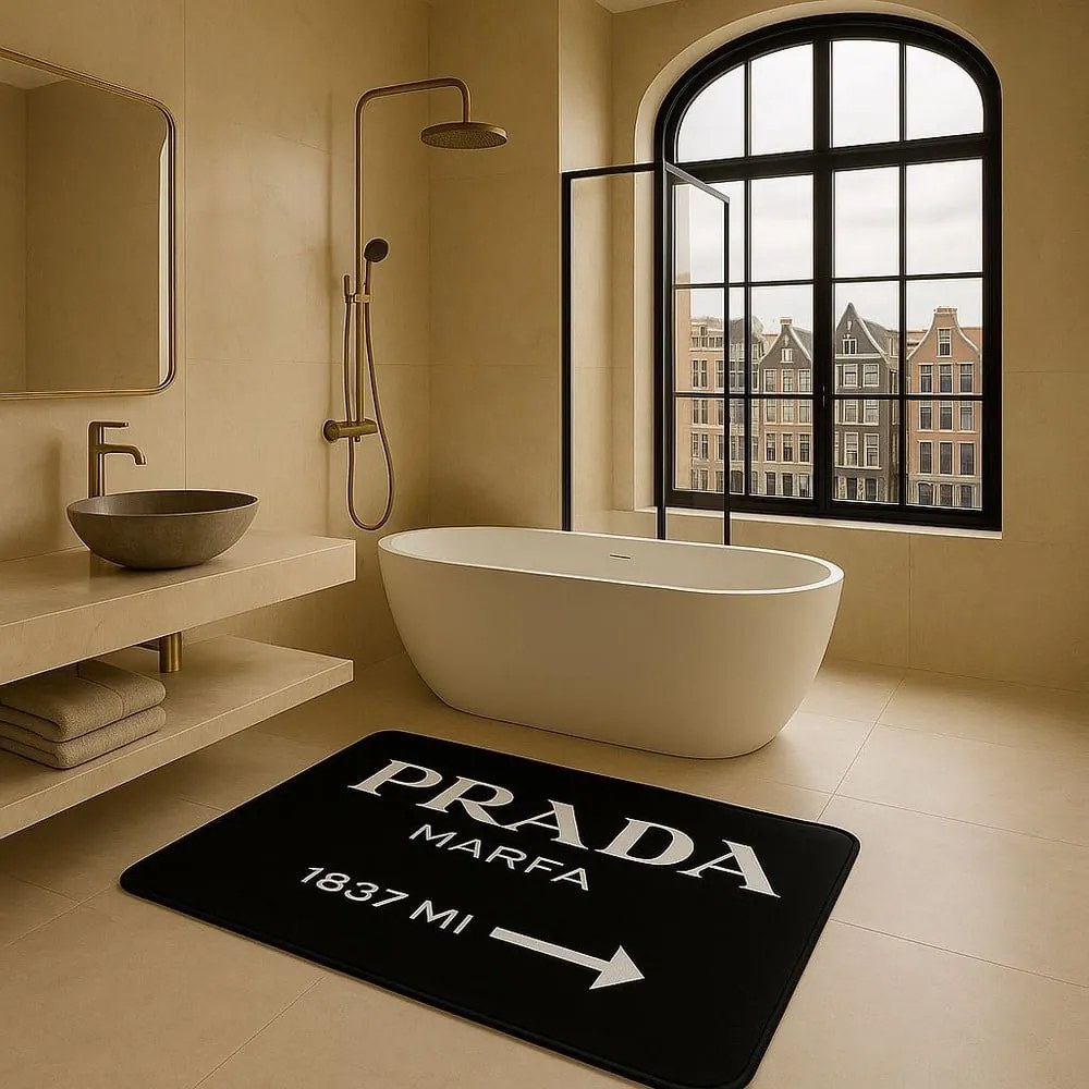 Czarny aksamitny dywanik łazienkowy 60x100 cm Prada – Mila Home