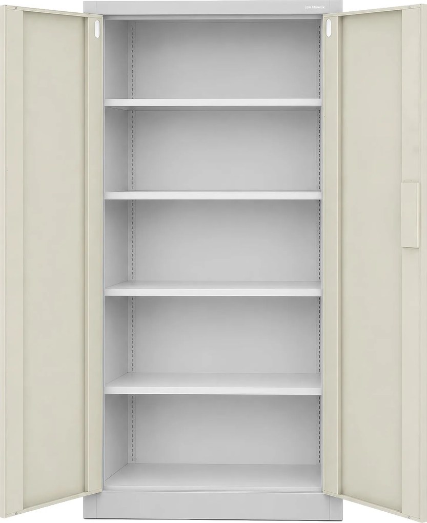 Biurowa szafa metalowa z zamkiem na szyfr szara, dąb sonoma, 900x1850x400 mm: DANIEL Eco Design